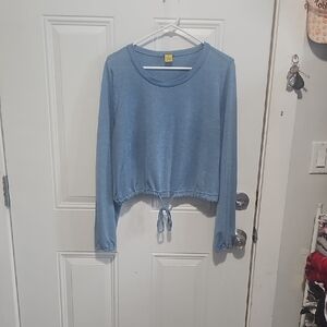 Daisy Sky Blue Cropped Drawstring Sweatshirt